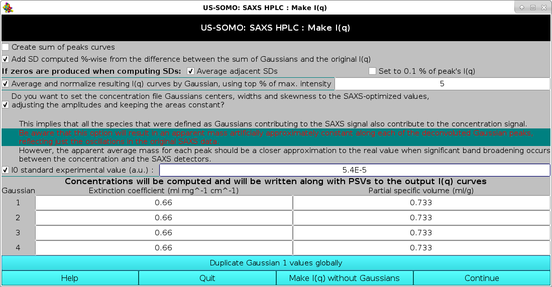 SOMO HPLC-SAXS Make I(q) panel
