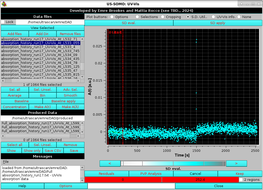 Somo-SAS UV-Vis module SD evaluation define region