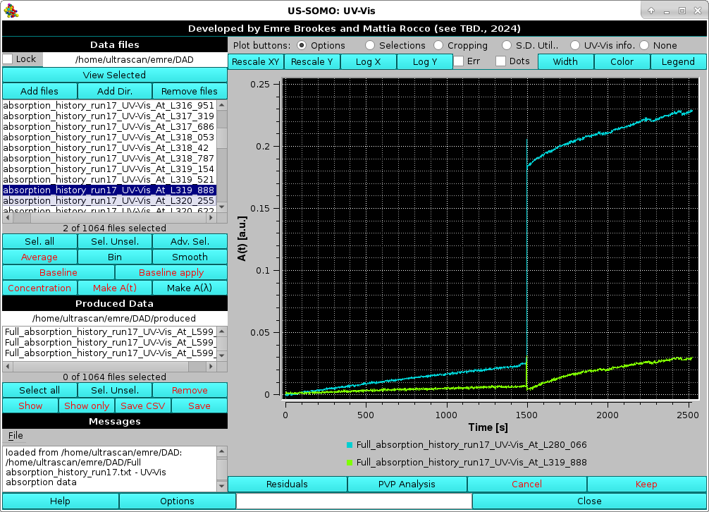 Somo-SAS UV-Vis module selecting two files